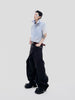 Layered Patchwork Metal Buckle Design Straight Trousers