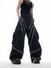 Three-Dimensional Cut Metal Stripe Stud Pleats Trousers