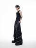 Three-Dimensional Cut Metal Stripe Stud Pleats Trousers