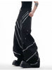 Three-Dimensional Cut Metal Stripe Stud Pleats Trousers