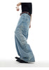 Washed Spine Metal Studs Design Denim Jeans