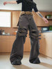 Belt Decor Heavyweight Flare Washed Denim Jeans
