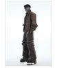 Belt Decor Heavyweight Flare Washed Denim Jeans