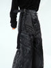 Heavyweight Washed PU Leather Patchwork Denim Jeans