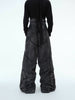 Heavyweight Washed PU Leather Patchwork Denim Jeans