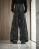 Heavyweight Washed PU Leather Patchwork Denim Jeans