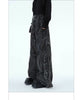 Heavyweight Washed PU Leather Patchwork Denim Jeans