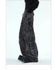 Heavyweight Washed PU Leather Patchwork Denim Jeans
