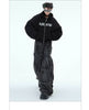 Heavyweight Washed PU Leather Patchwork Denim Jeans