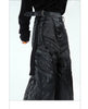 Heavyweight Washed PU Leather Patchwork Denim Jeans
