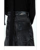 Heavyweight Washed PU Leather Patchwork Denim Jeans