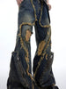 Large Pocket Design Wide-leg Denim Jeans