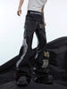 Fur Design Flare PU Leather Pants