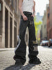 Fur Design Flare PU Leather Pants