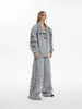 Asymmetrical Cut Fringe Trim Track Suit with Standing Collar
