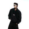 Asymmetrical Cut Fringe Trim Track Suit with Standing Collar