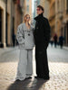 Asymmetrical Cut Fringe Trim Track Suit with Standing Collar