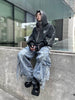 Dark Fog Washed Paint Print Zip Up Hoodie