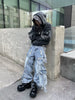 Dark Fog Washed Paint Print Zip Up Hoodie