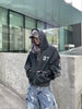 Dark Fog Washed Paint Print Zip Up Hoodie