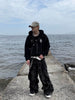 Dark Fog Boxy Fit  Zipper Hoodie