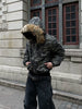 Dark Fog Camo Fur Detachable Hooded Jacket