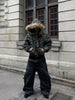 Dark Fog Camo Fur Detachable Hooded Jacket