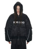Two-Piece Sports Badge Print Hooded Cotton Jacket