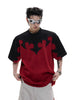 Stitching Burnt Flower Rhinestone Tees
