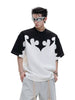 Stitching Burnt Flower Rhinestone Tees