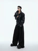 Crocodile Texture Faux Two-Piece Short Biker Jacket with Retro Metal Accents