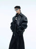 Double-Layer PU Leather Biker Jacket with Metal Buckles