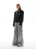 Luxury Textured Short Tweed Jacket with Shoulder Pads and Metallic Details