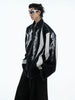 Deconstructed Color-Block Ink-Dye Shoulder Pad Shirt Jacket