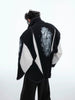 Deconstructed Color-Block Ink-Dye Shoulder Pad Shirt Jacket