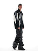 Deconstructed Color-Block Ink-Dye Shoulder Pad Shirt Jacket