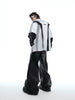 Punk-Inspired Baseball Style Long-Sleeve T-Shirt with Mesh and Studded Details