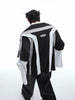 Punk-Inspired Baseball Style Long-Sleeve T-Shirt with Mesh and Studded Details