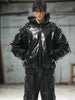 Heavy-Duty Hooded Aviator Leather-Texture Cotton Jacket