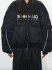 Two-Piece Sports Badge Print Hooded Cotton Jacket