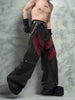 Waxed Mix Mesh Wide Leg Denim Jeans
