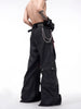 Waxed Mix Mesh Wide Leg Denim Jeans