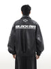 Oversize Logo PU Leather Jacket