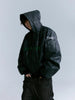 Cracked PU Leather Oversize Hooded Puffer Jacket