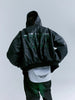 Cracked PU Leather Oversize Hooded Puffer Jacket