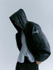 Cracked PU Leather Oversize Hooded Puffer Jacket