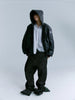 Cracked PU Leather Oversize Hooded Puffer Jacket