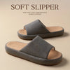 Men'S Stylish Gray Fabric Slides with Thick TPR Sole