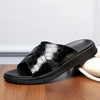 Men's Genuine Leather Slide Sandals - Lightweight, Breathable, Stylish Crocodile Pattern