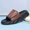 Men'S Genuine Faux Leather Slip-On Sandals - Breathable, Lightweight Casual Shoes